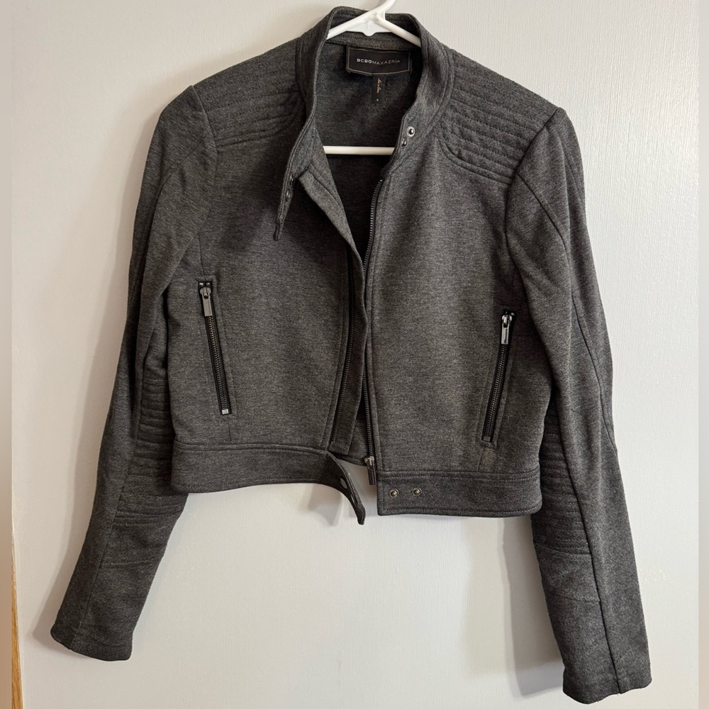 BCBGMaxAzria Women's Gray Moto Jacket Size Small